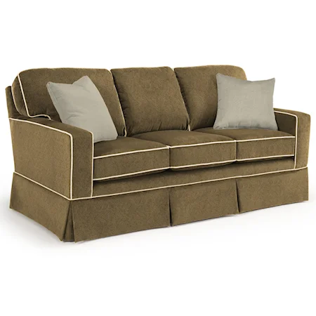 Customizable Transitional Sofa with Rolled Arms and Skirted Base